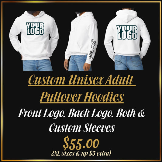Custom DTF Printed Adult Pullover Hoodies | Personalized Adult Custom Apparel