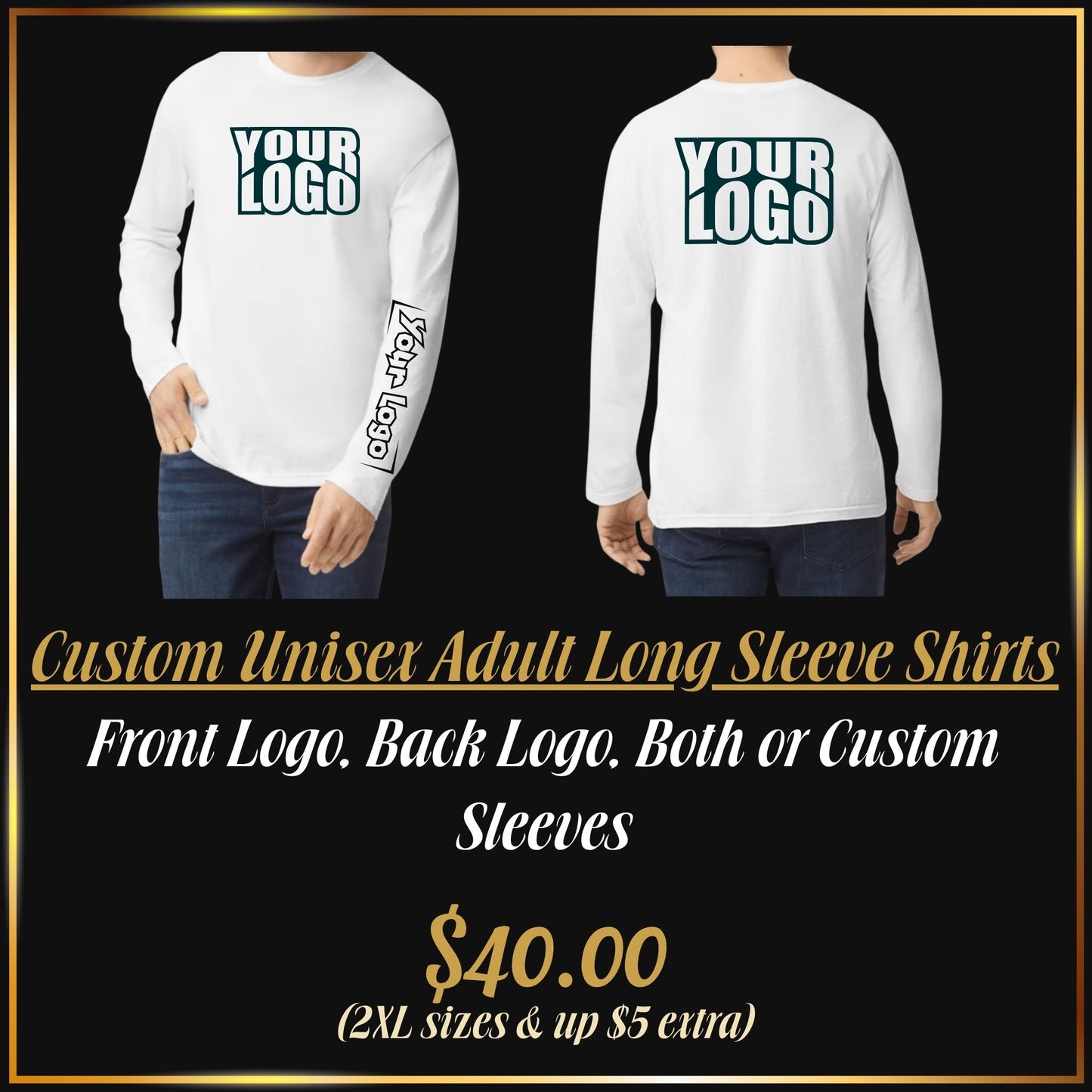 Custom DTF Printed Adult Long Sleeve Shirts | Personalized Adult Long Sleeve Apparel