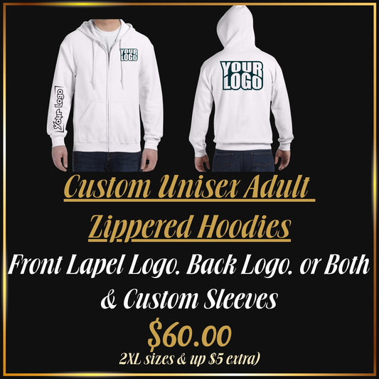 Custom DTF Printed Adult Zippered Hoodies | Personalized Adult Custom Apparel