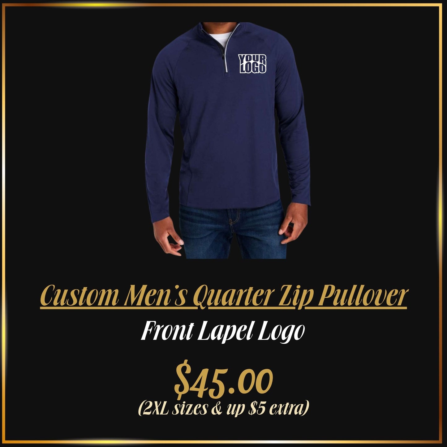 Custom Embroidered Moisture Wicking Men’s Quarter Zip Pullover | Personalized Performance Quarter Zip Pullover